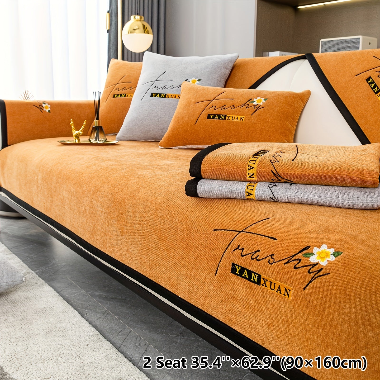 Chenille Sofa Slipcover All Seasons Protects Furniture and Enhances Home Decor