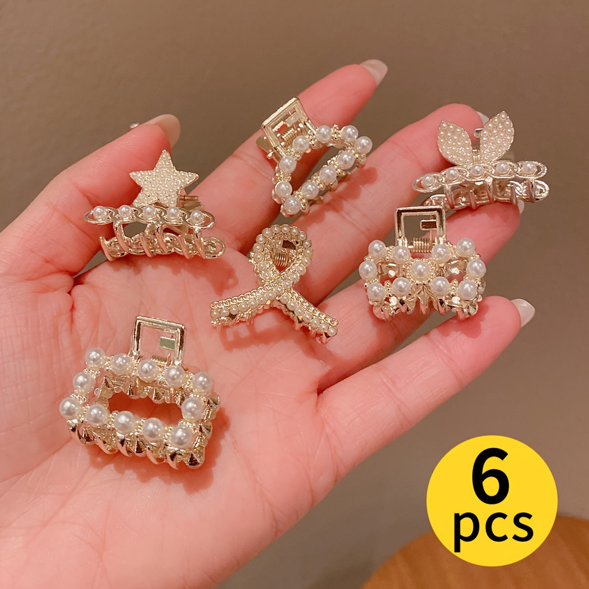 Women's Hair Clips 6/7/10-Pack Imitation Pearl Rhinestone Elegant Claws