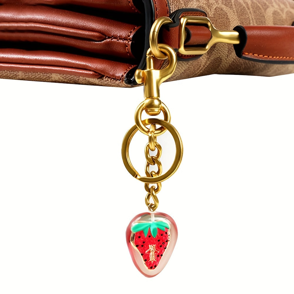 Sparkling Cherry Keychain Charm Resin Metal Women’s Decorative Accessory