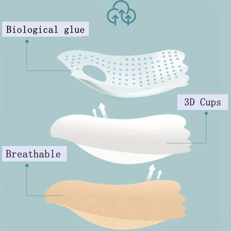 Women’s Silicone Adhesive Push-Up Bra Nude Black Strapless Backless Lift Pasties