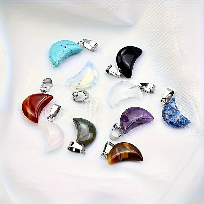 20 Retro Moon-Shaped Pendant Jewelry Making Kit with Black Leather Necklace Chains