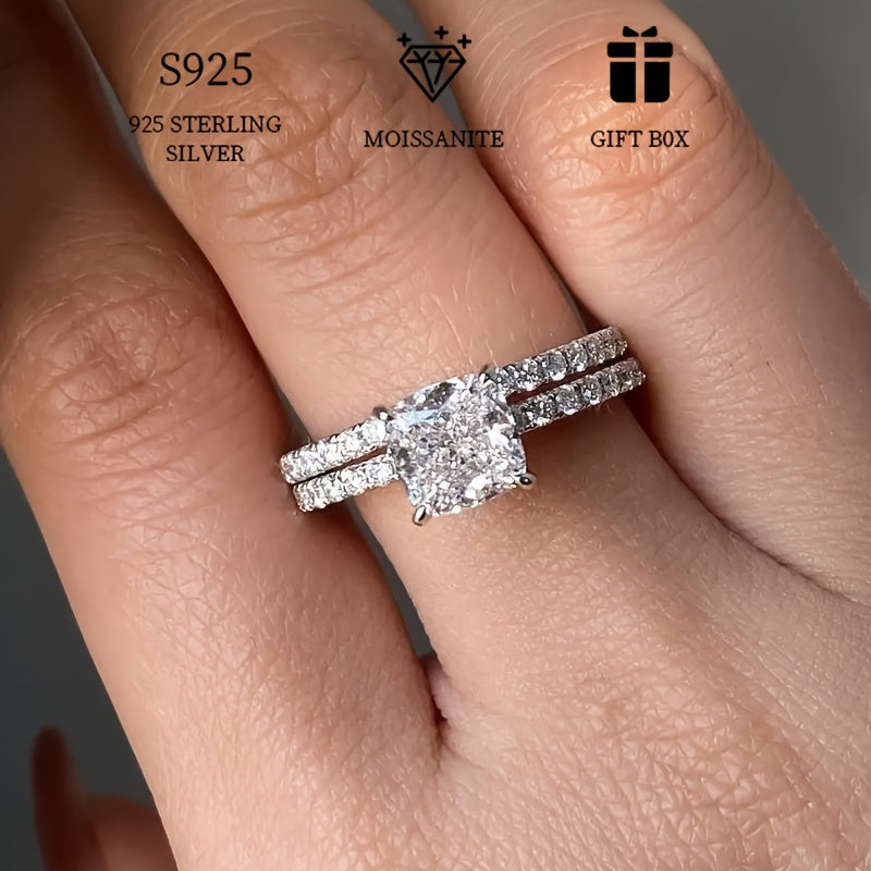 Sterling Silver Stackable Rings Set 1ct Moissanite Engagement Wedding Gift for Women