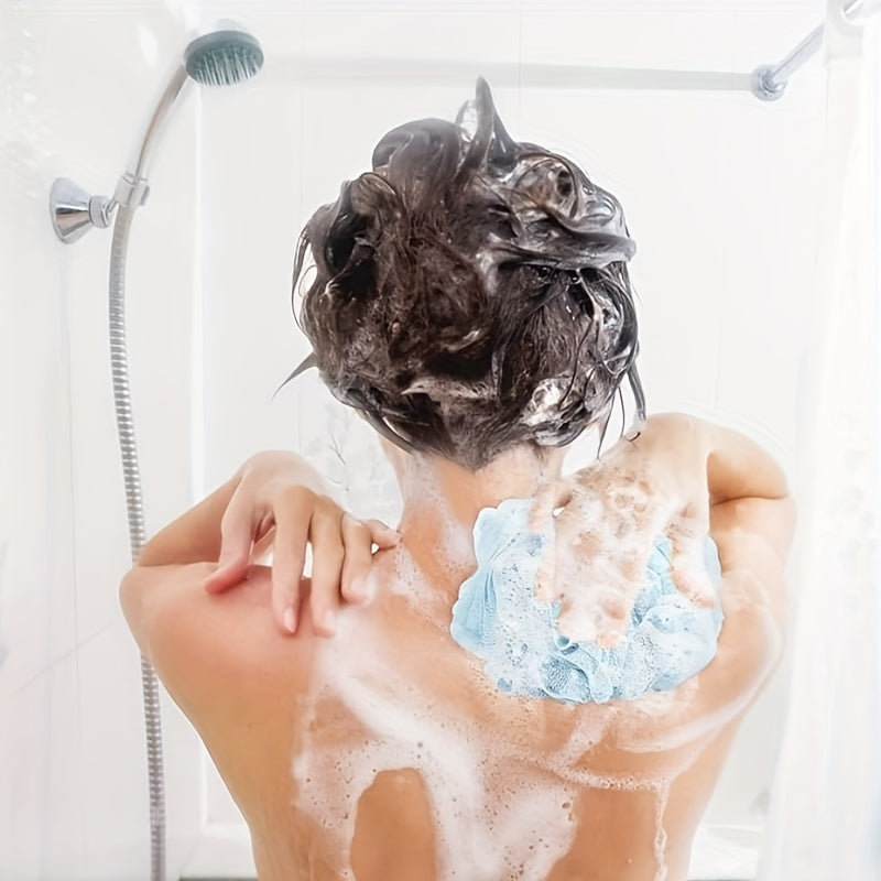 Juego de 4 esponjas de ducha exfoliantes con scrunchies de gradiente