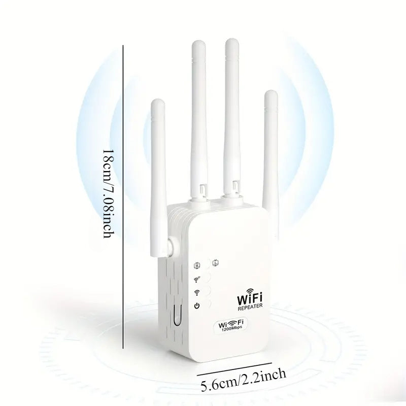 High-Speed WiFi Extender Signal Booster Dual-Band Supports 150 Devices Large Area Coverage