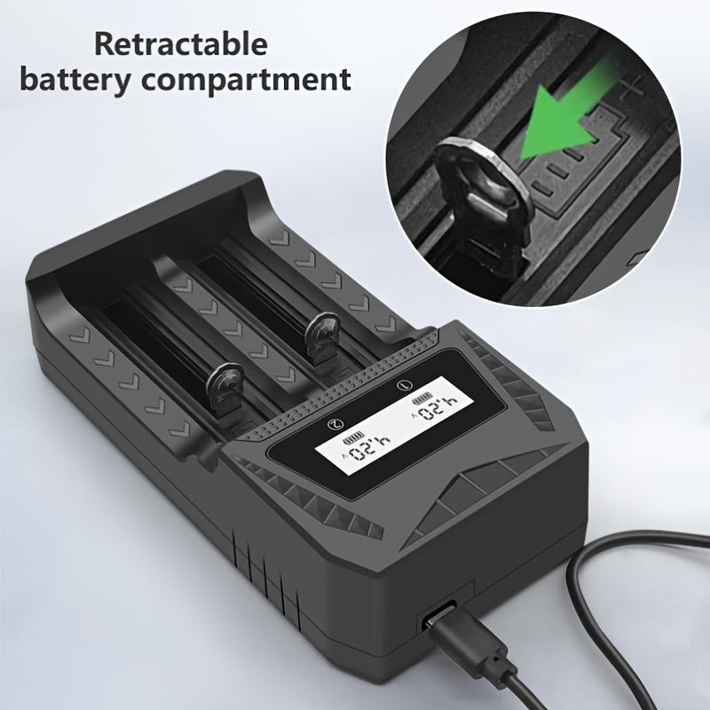 Universal USB Lithium Battery Charger for 26650 21700 18650 14500 Batteries with Voltage Display