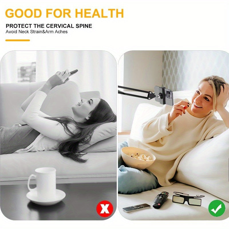 Adjustable Mobile Phone and Tablet Holder with 360-Degree Rotation for Hands-Free Use