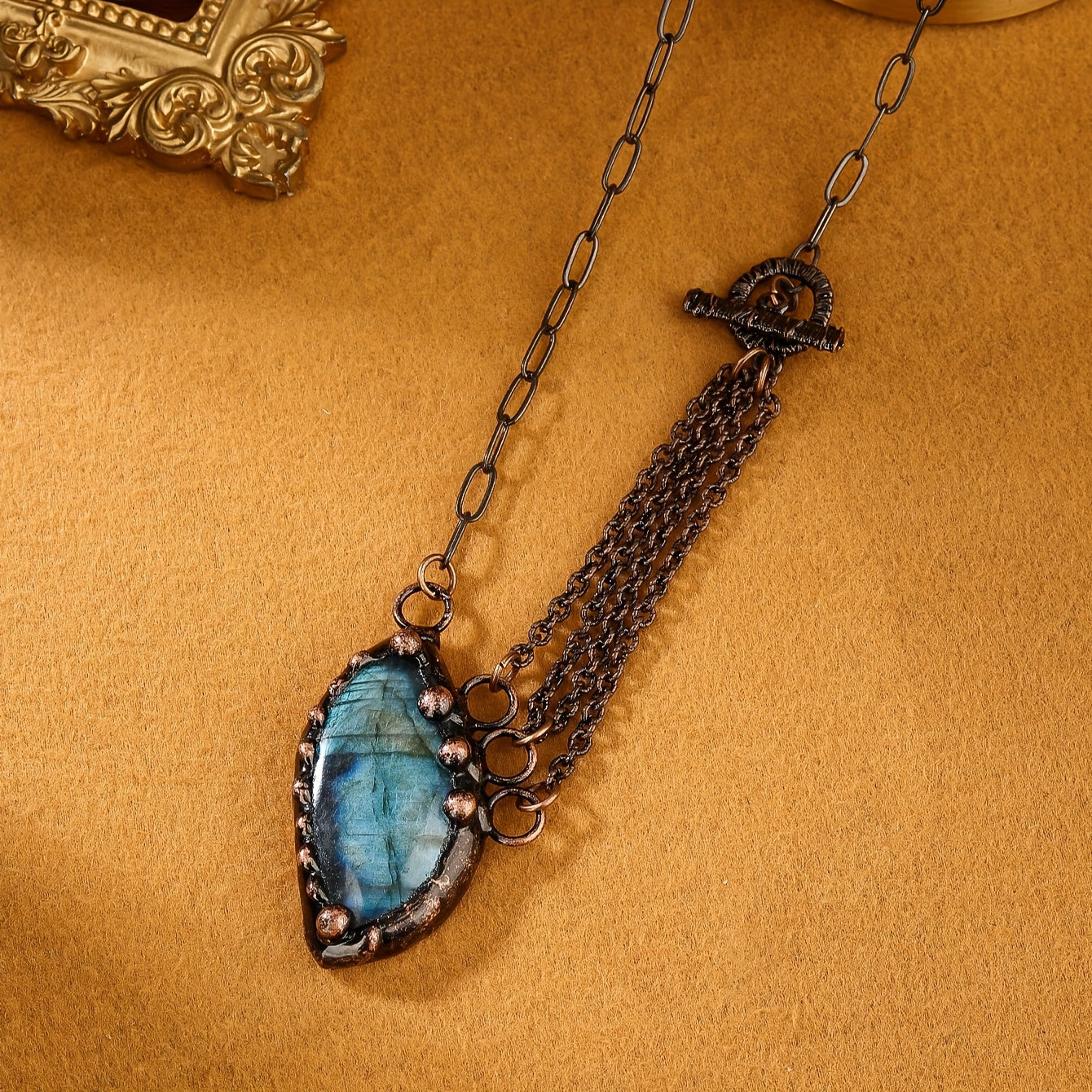 Multi-Layer Labradorite Necklace with Antique Bronze Finish for Parties and Gifts