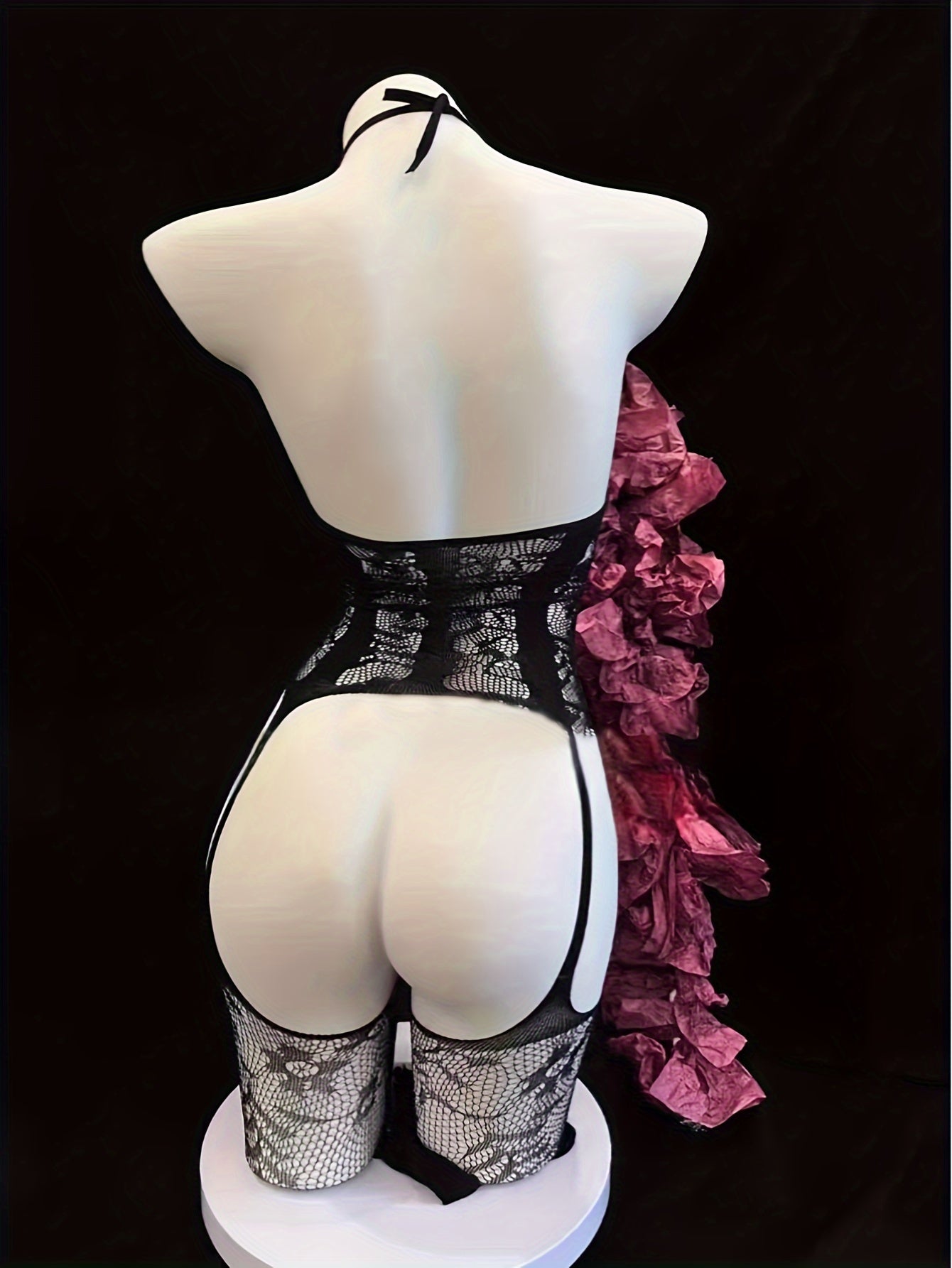 Women’s Lace Bodystocking for Music Festivals and Beachwear Open Crotch See-Through Cover-Up