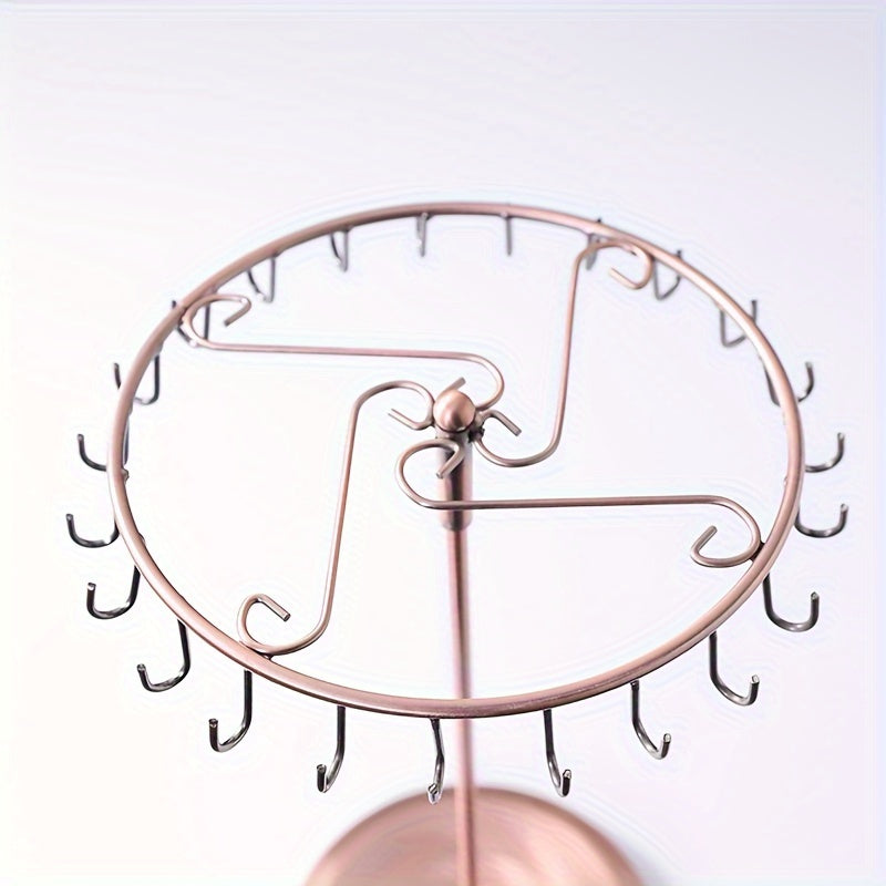 Rotating Jewelry Organizer for Necklaces and Bracelets Black Plastic Space-Saving Storage