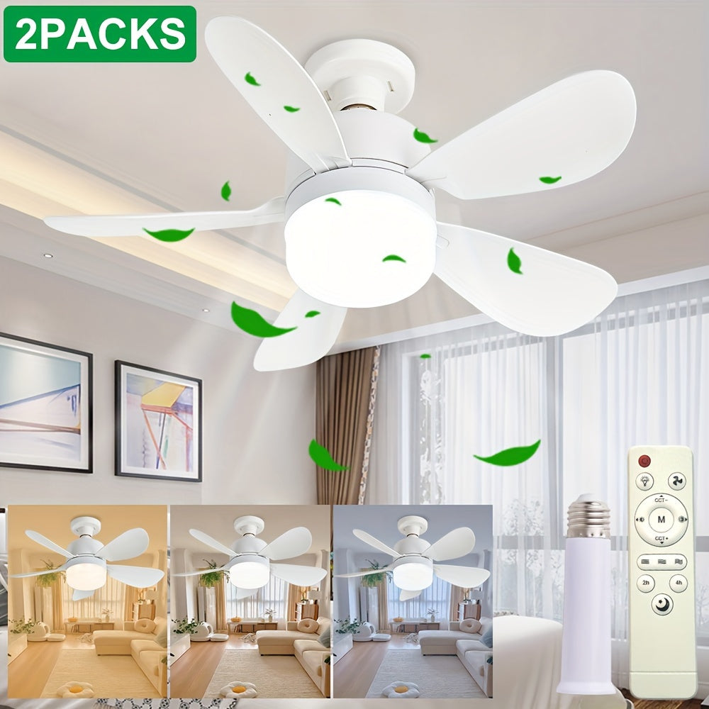 Silent LED Ceiling Fan with Light and Remote Control, Adjustable, E26/E27 Fittings