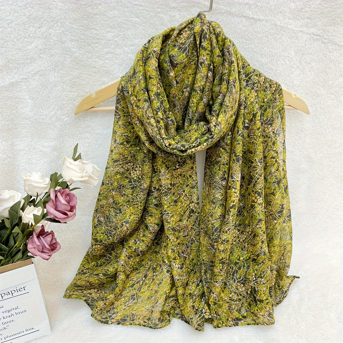Women's Floral Gradient Scarf Casual Elegant Lightweight Accessory