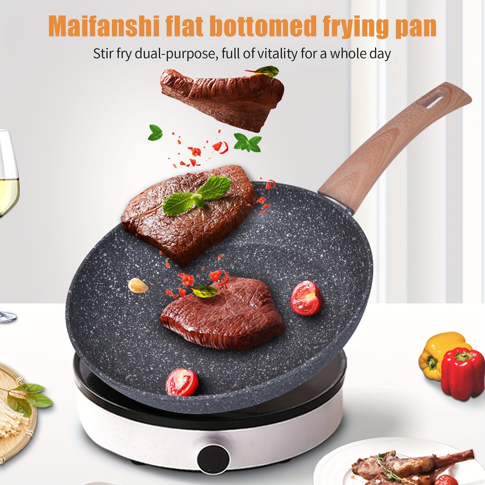 Qattiqlashmaydigan tosh qovurilgan panlar to'plami, alyuminiy bosma mustahkam qoplama bilan