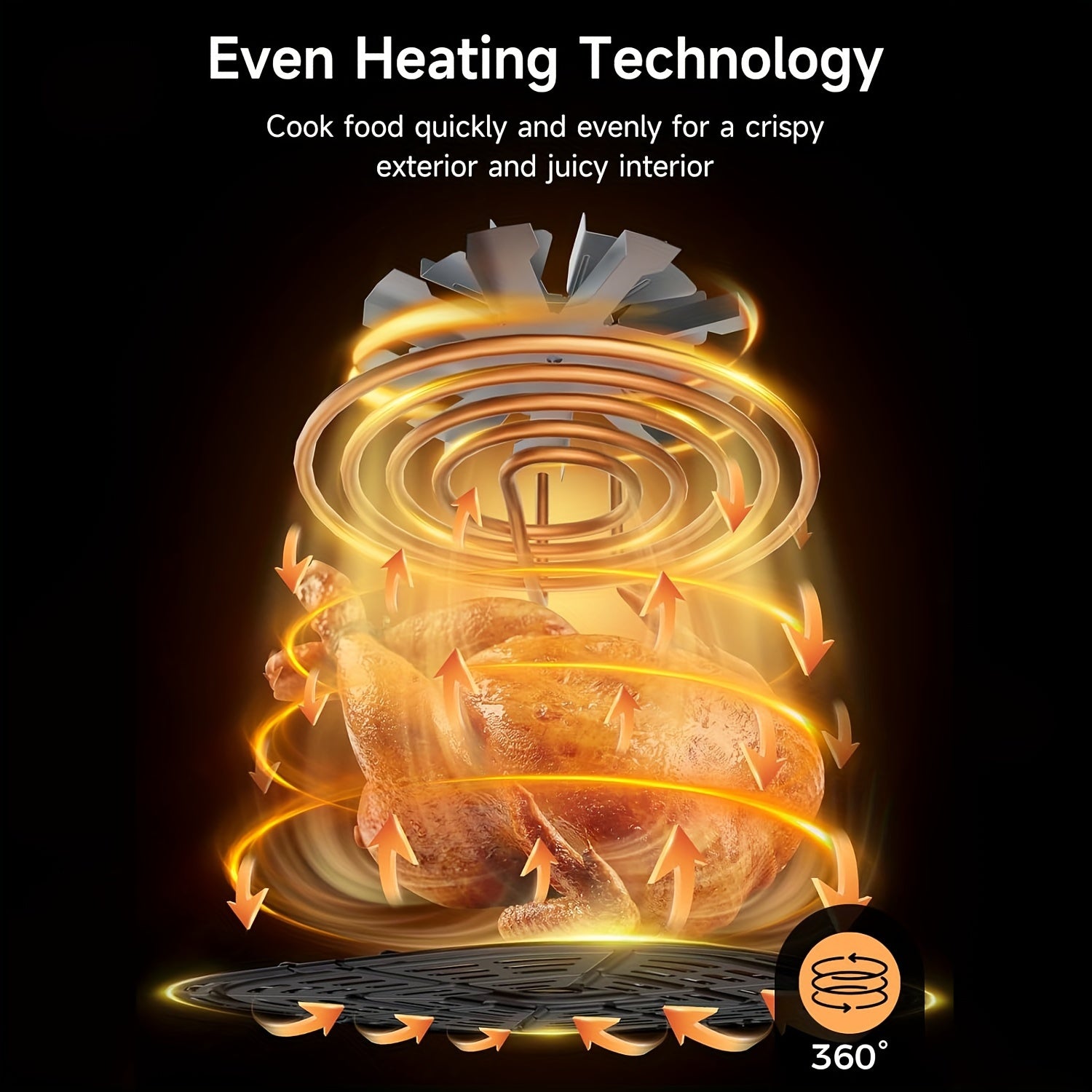 Large 8L Digital Air Fryer with 6-in-1 Functions Quiet Nonstick Dishwasher Safe