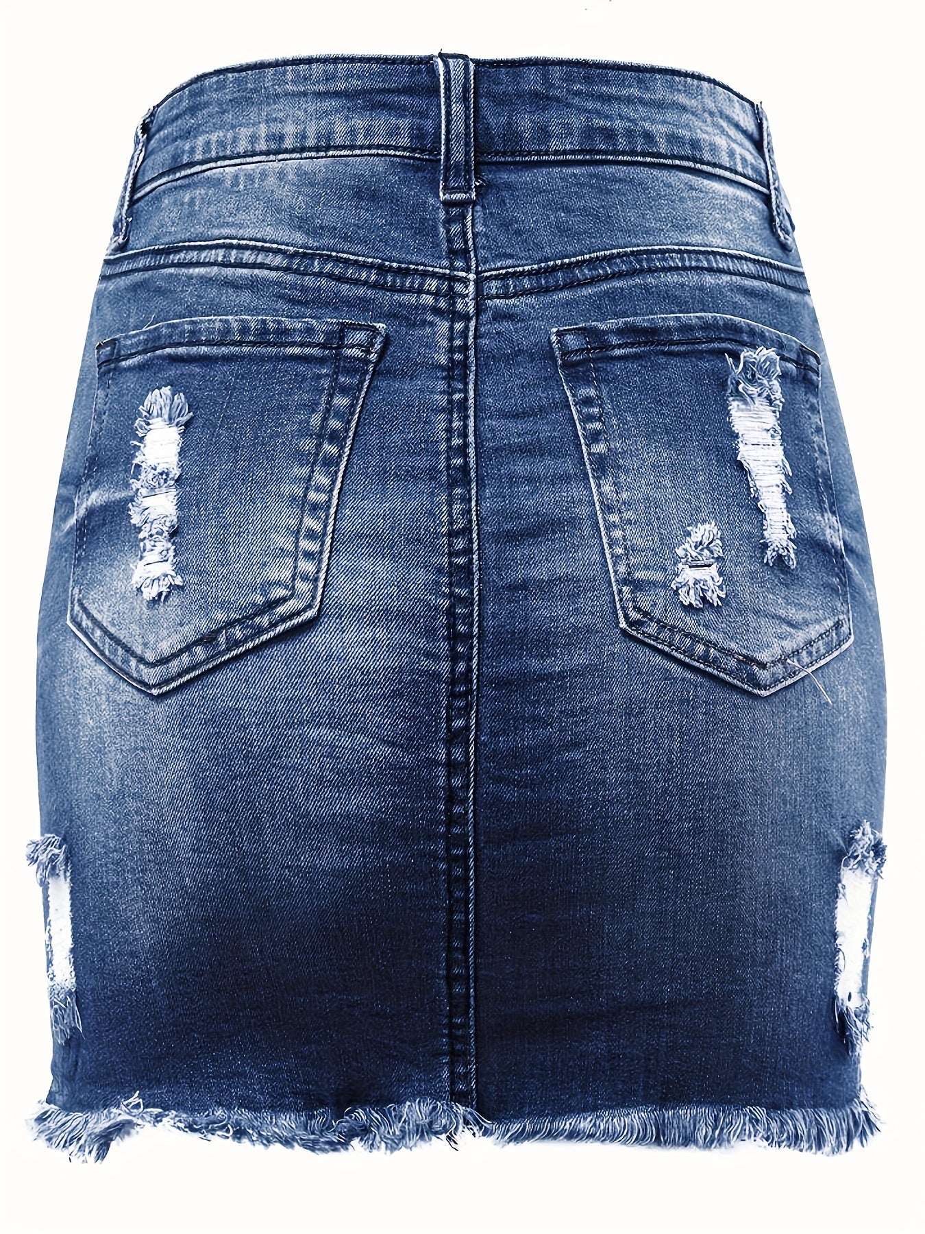 Women's Plus Size Denim Skirt High Rise Ripped Raw Trim Mini
