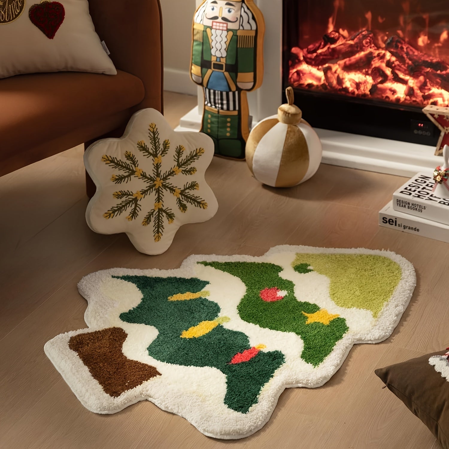 Christmas Tree Bathroom Mat Non-Slip Rug for Bathroom Living Room Entryway