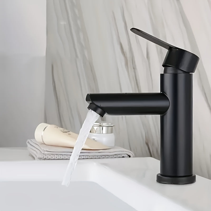 Grifo de acero inoxidable negro de suelo para baño y cocina con función de ahorro de agua