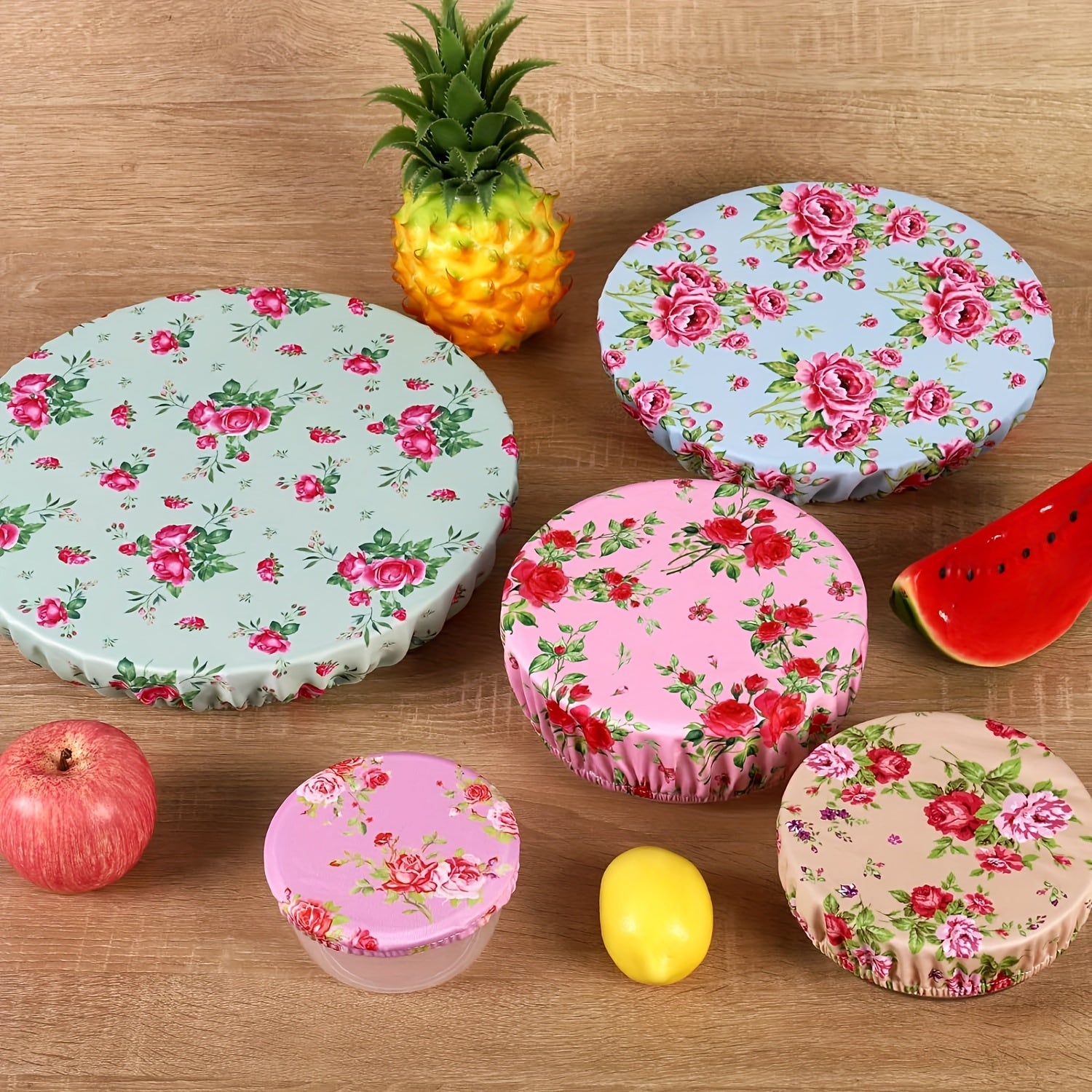 Reusable Fabric Bowl Lids Set in 5 Sizes for Food Storage