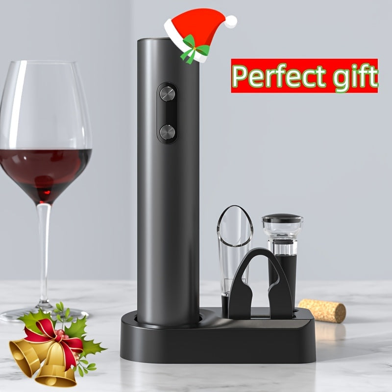 Electric Wine Opener Set with Foil Cutter Preserver Pourer and Storage Base