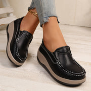 Women's Wedge Loafers Leather Comfortable Elegant Footwear
