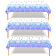 Snowflake Winter Wonderland Plastic Tablecloth for Girls Birthday Parties Water-Resistant Durable
