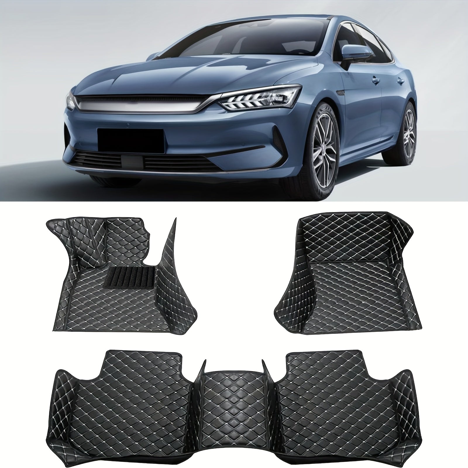 Car Floor Mat Waterproof Dustproof PU Leather for EV 2021-2023