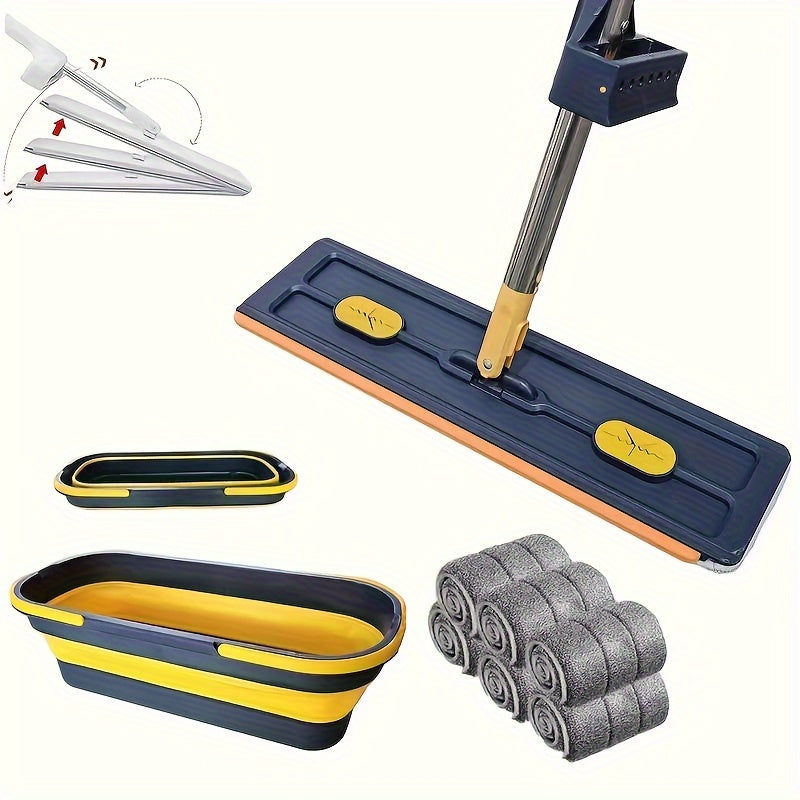 6 ta Mikrofiber Yostiqli, Aylanuvchi Boshli Kengaytirilgan Changni Tozalash Mop To'plami