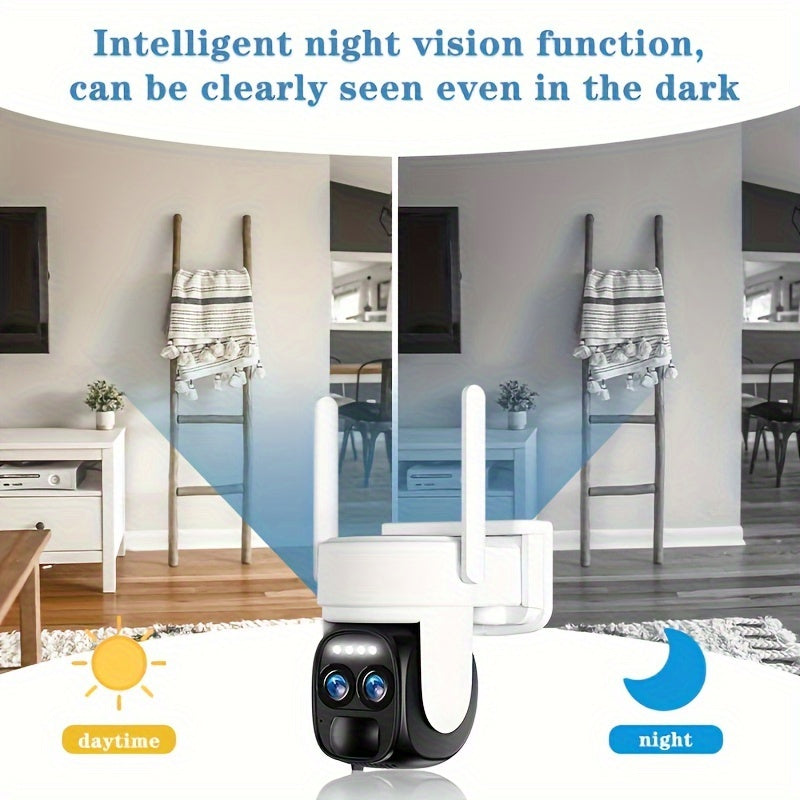 Wireless Outdoor Security Camera with Dual-Lens 8X Zoom 360° Pan-Tilt Night Vision