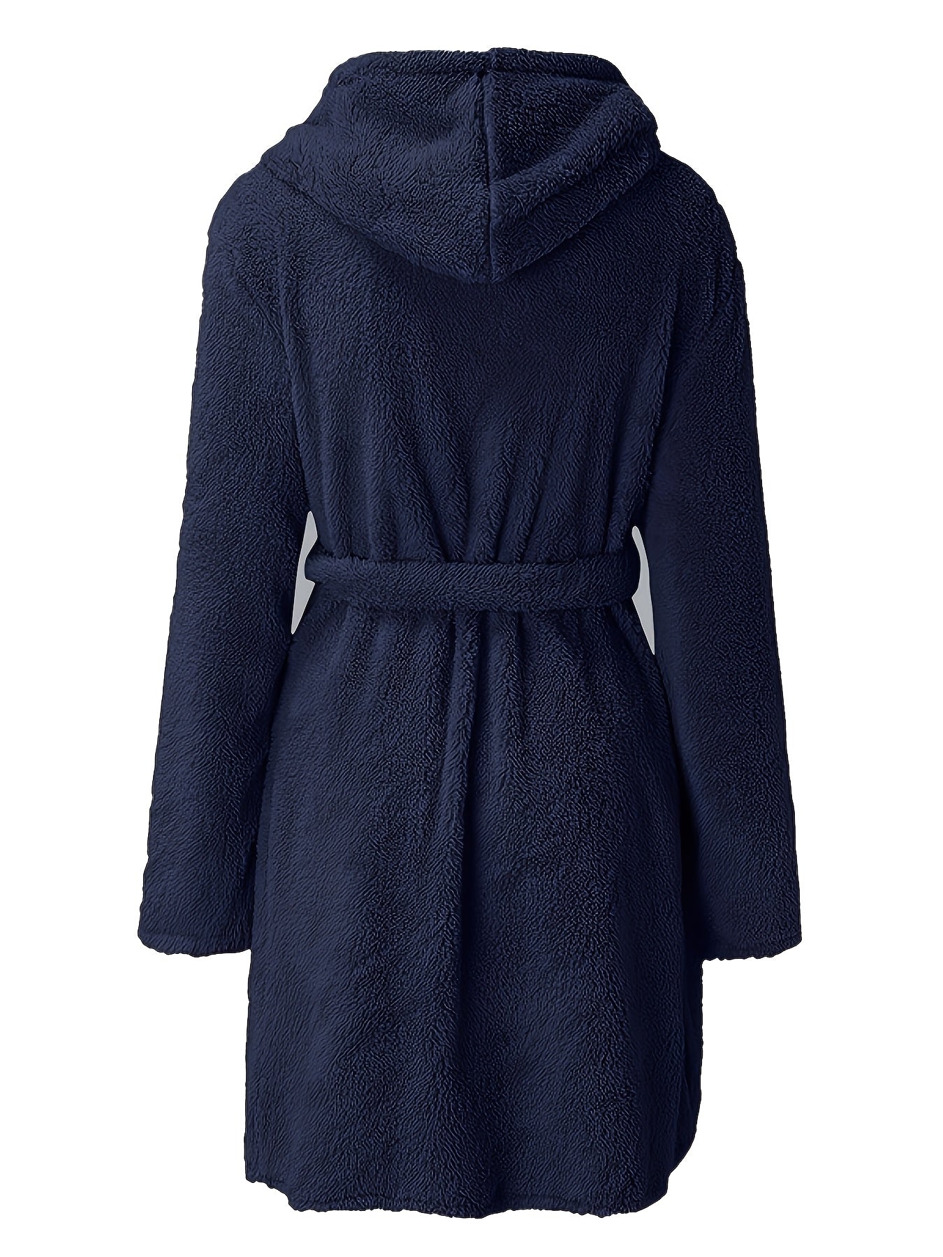 Bata de felpa para hombre con forro, de manga larga, de color sólido, con cinturón, cómoda para el invierno