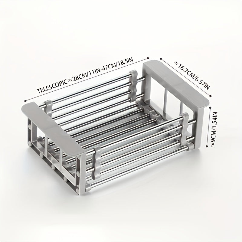Adjustable Stainless Steel Kitchen Sink Rack with Retractable Dish Drainer Large Small