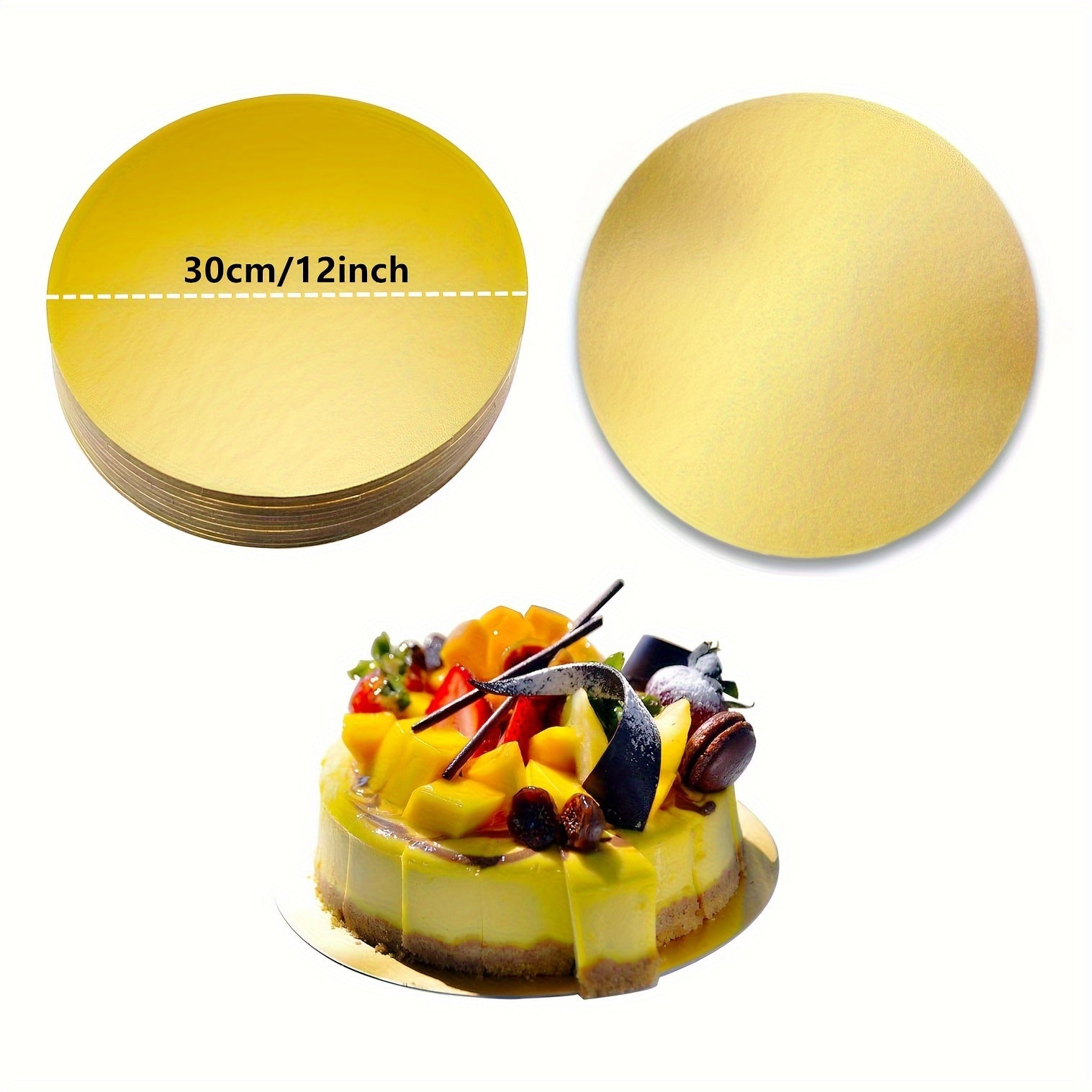 Set of 10 Gold Round Cake Boards Disposable Grease-Proof Food Grade for Cakes Pizzas