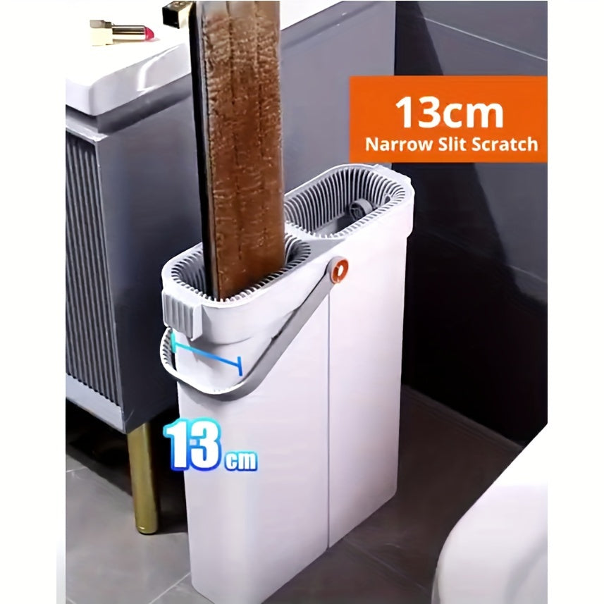 Flat Mop 4-in-1 Floor Cleaner with Squeeze Bucket, Ultra-Narrow Design