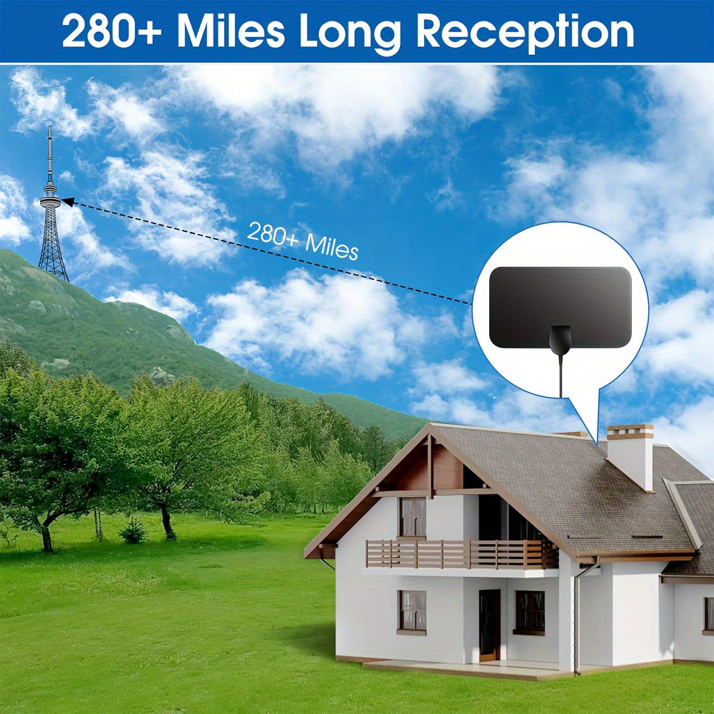 Digital TV Antenna 240 Mile Range 4K Ultra HD Indoor Signal Amplifier with Coaxial Cable