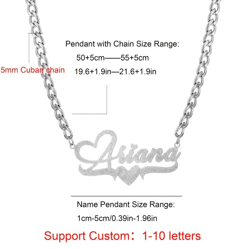 Personalized Heart Pendant Necklace Stainless Steel Cable Chain for Him