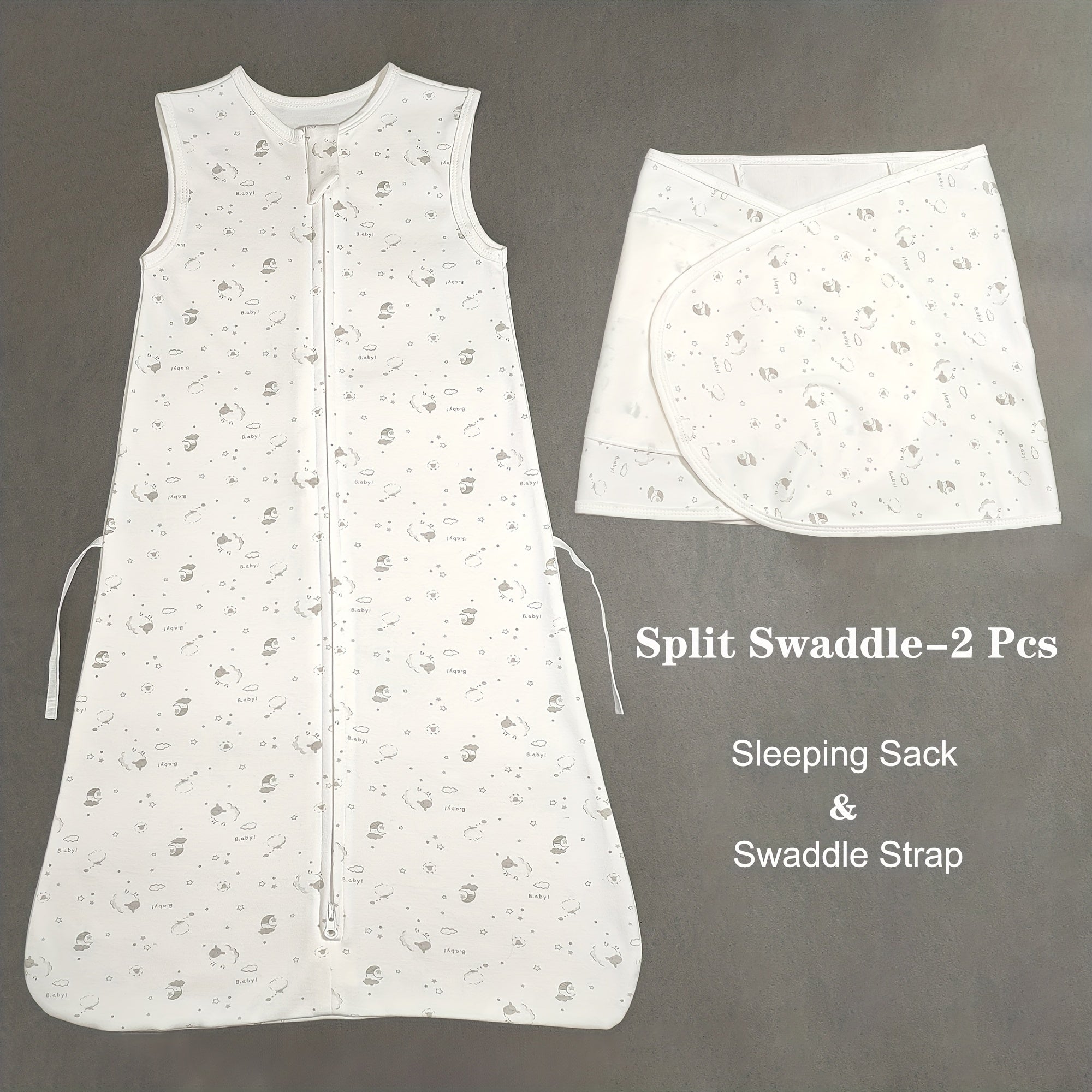 Baby Swaddle Blanket Cotton Animal Pattern Zipper Closure for Infants 6-12 Months