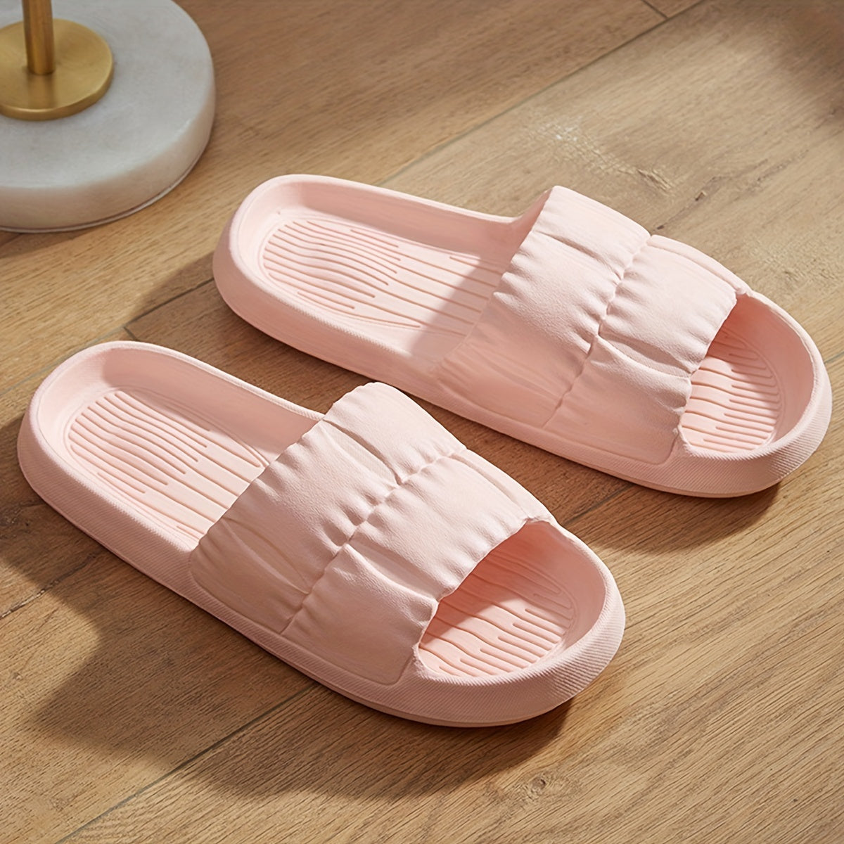 Unisex Solid Color Slip On Slides Open Toe Indoor Casual Shoes