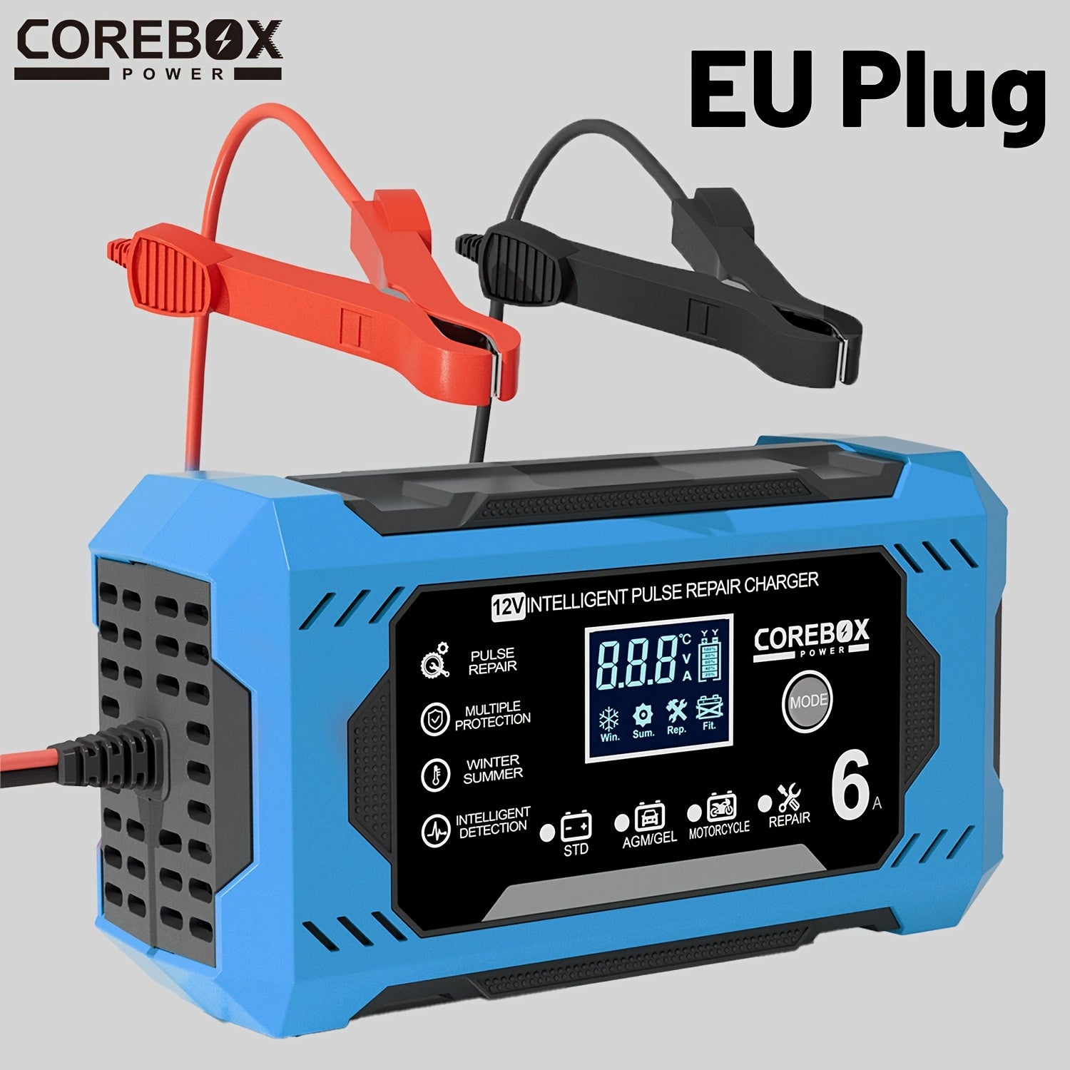 12V 6A Liderli kislota batareyasini zaryadlovchi LCD displey bilan, transport va texnika uchun