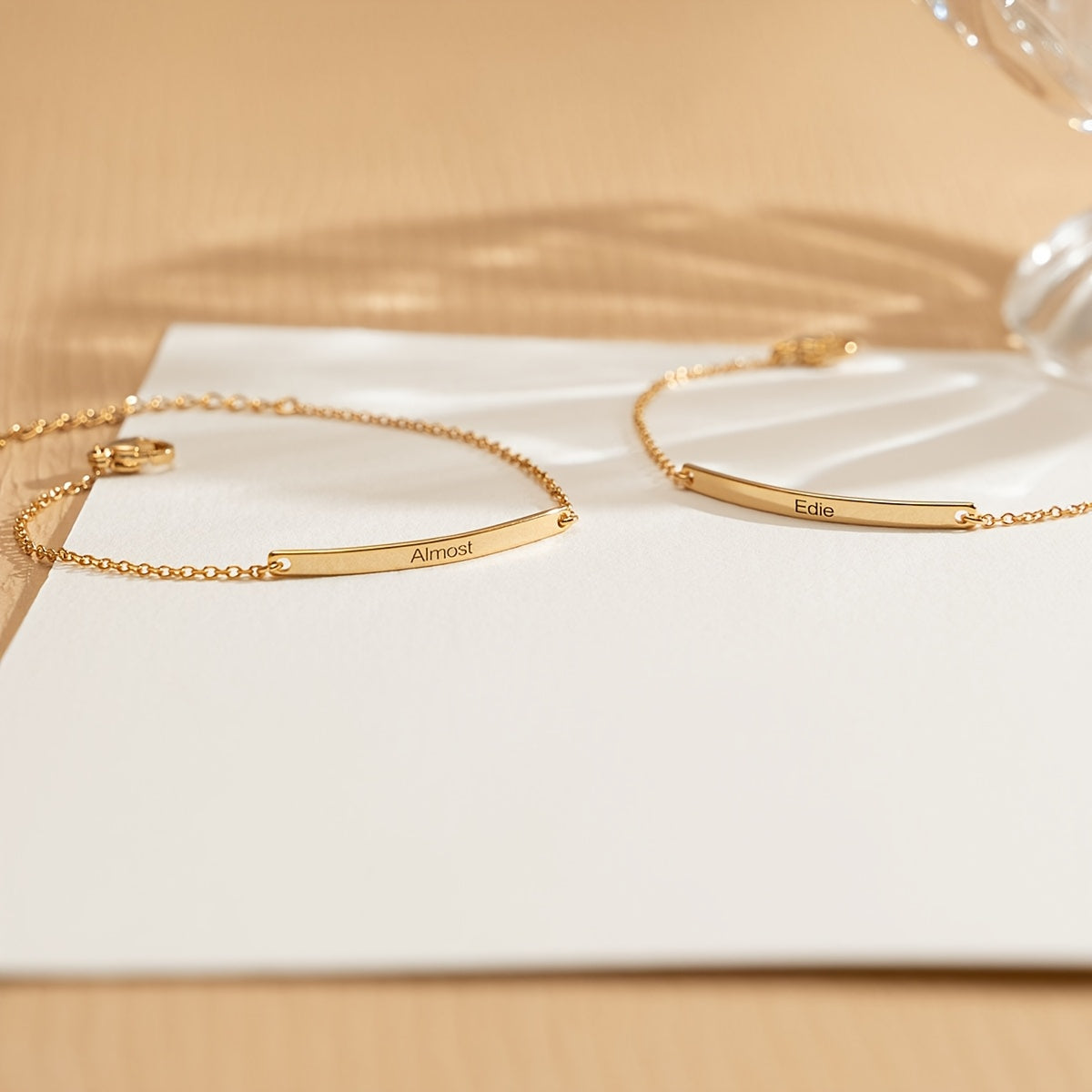 Women’s Stainless Steel Bracelet with 18K Gold Plating Custom Engraved Name for Gift