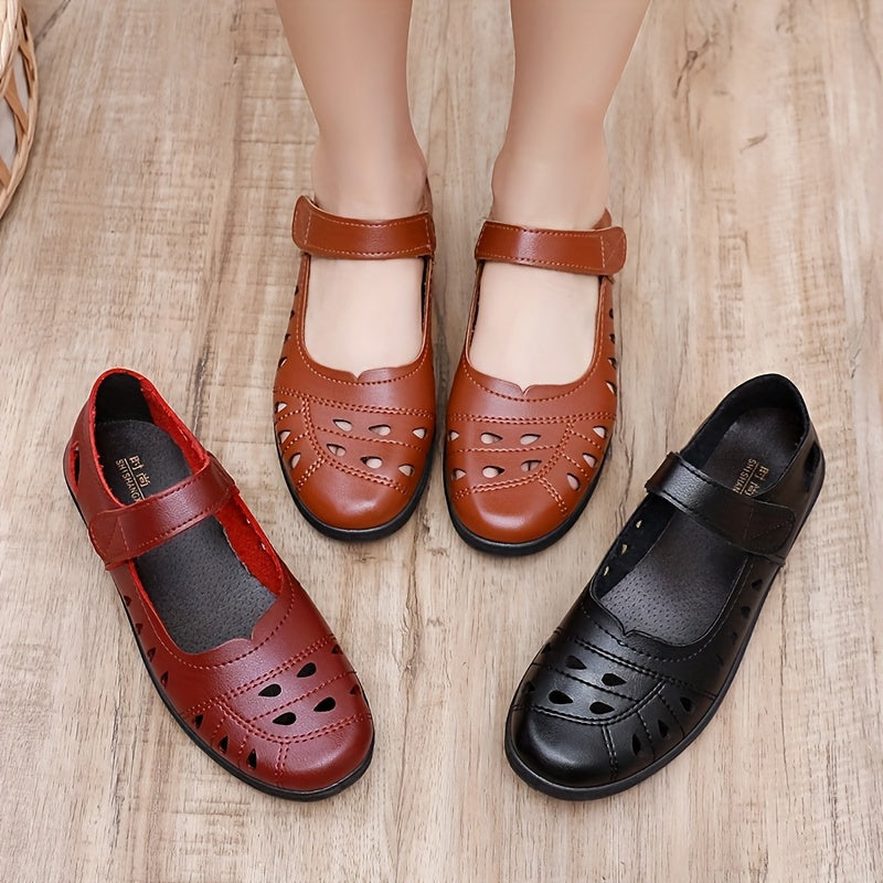 Zapatos planos sintéticos transpirables para mujer con correa ajustable negro