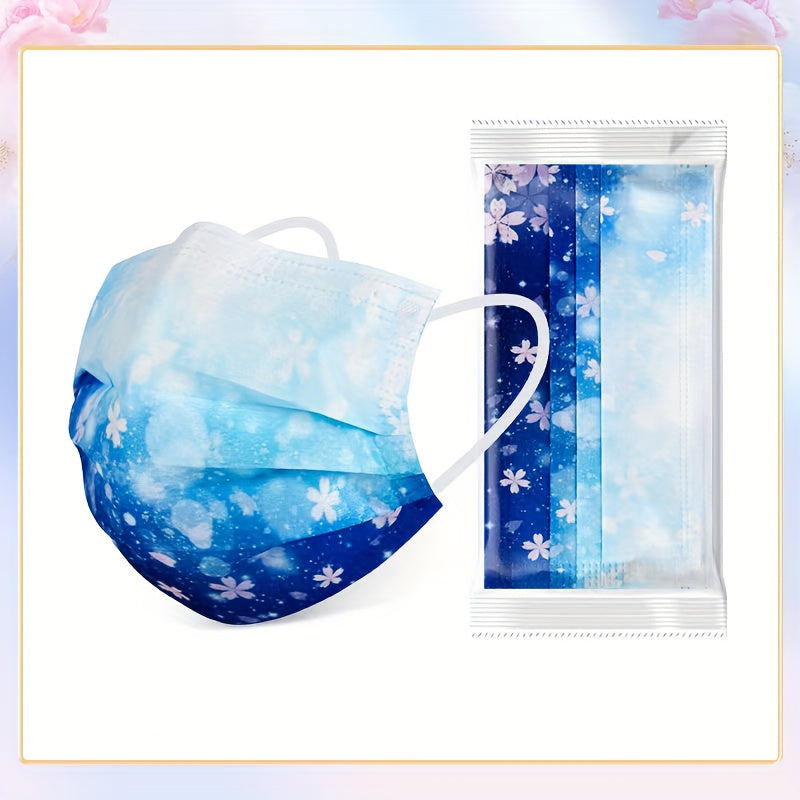 Women’s Floral Starry Sky Disposable Face Masks Pack of 50 Breathable Sun-Protective