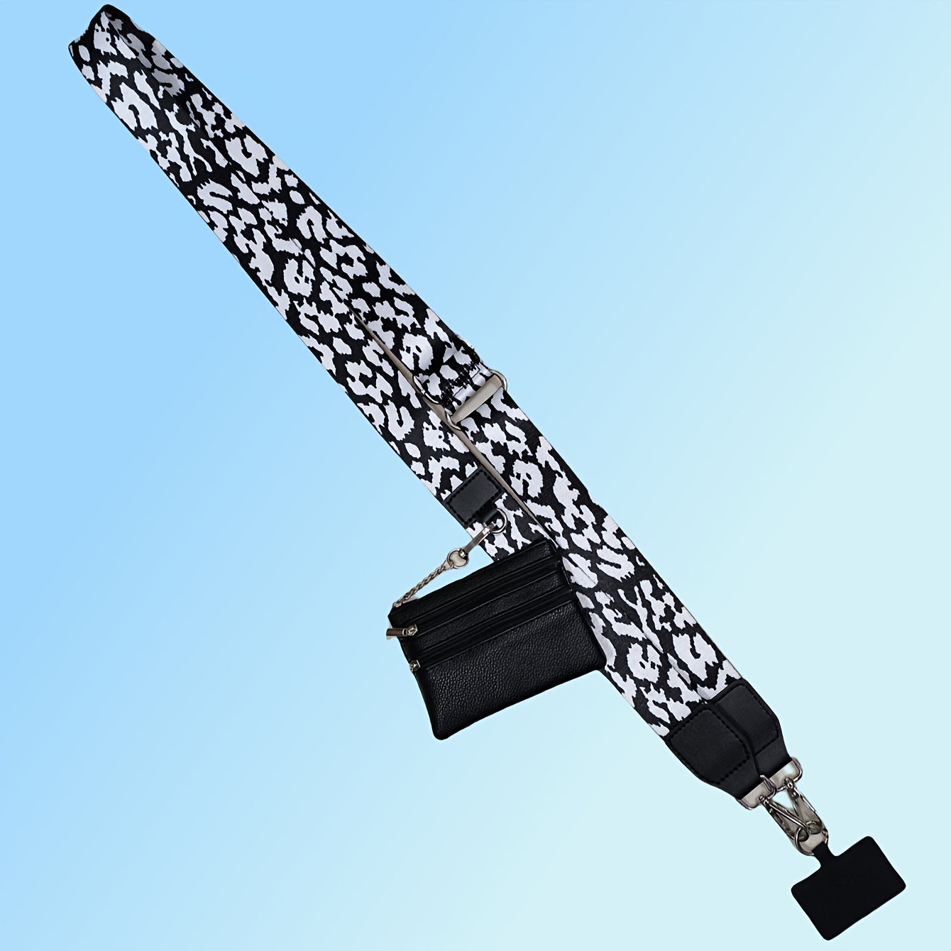 Mobile Phone Crossbody Strap with Wallet Adjustable Zippered Phone Holder White