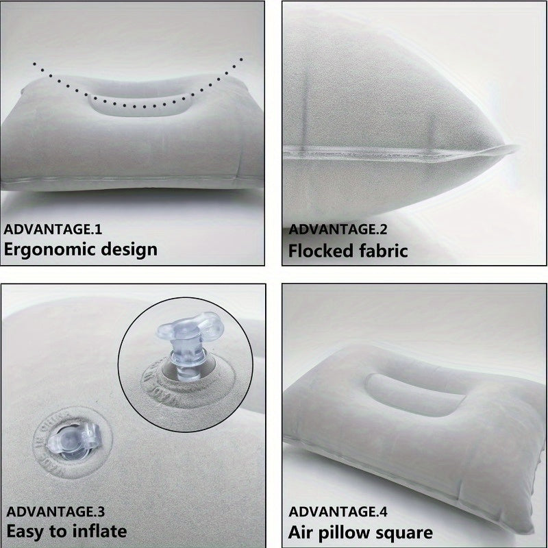 Inflatable Travel Neck Pillow Lightweight Knitted Fabric for Office Car Camping