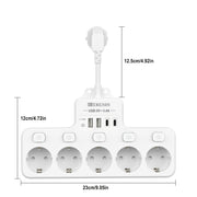 9-in-1 Power Strip with USB C and A EU Sockets Wall Mountable Safe Surge Protector