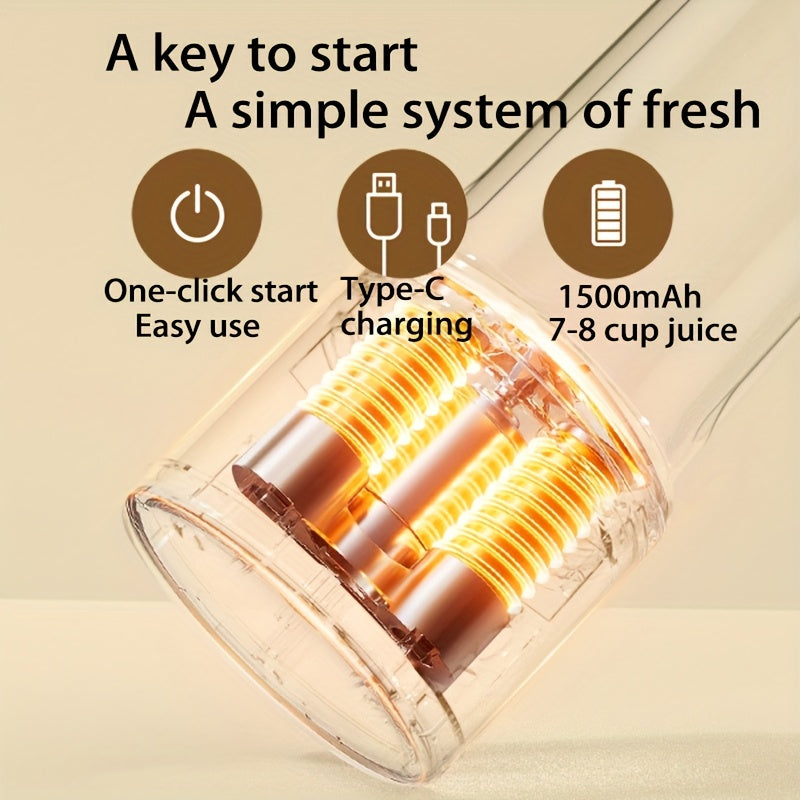 450 мл портативный электрический соковыжималка, перезаряжаемый через USB, с 6 лезвиями, пищевой пластик PP