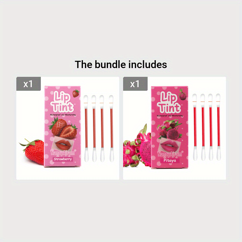 Mujeres brillo de labios portátil con sabor a fresa, uva, pitaya y granada