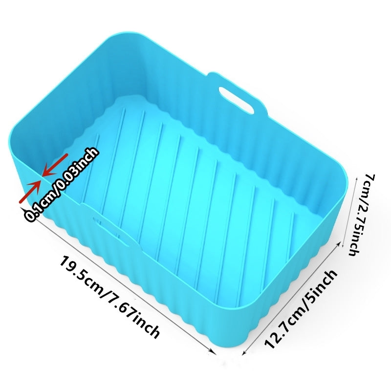 1/2 dona kvadrat havo fritüri silikon qozon oven pishirish panjara uchun, o'lchami 19.48cm x 12.7cm x 6.99cm.