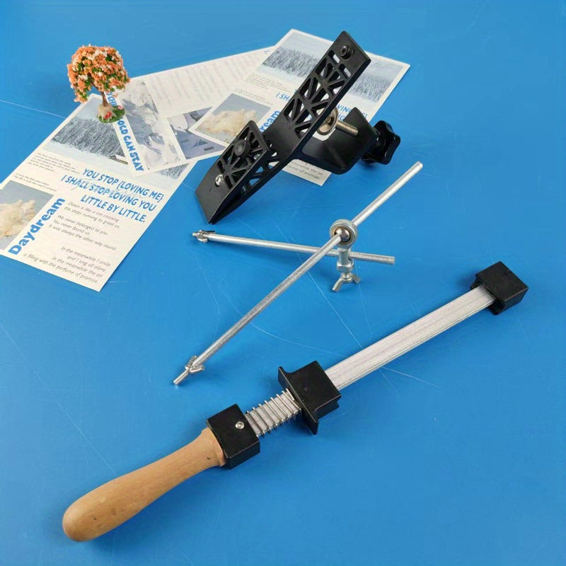 Professional Kitchen Sharpening System with Diamond Stone, Adjustable Angle Guide, Wooden Handle for Precision Sharpening. Knife Sharpener for Efficient Sharpening.