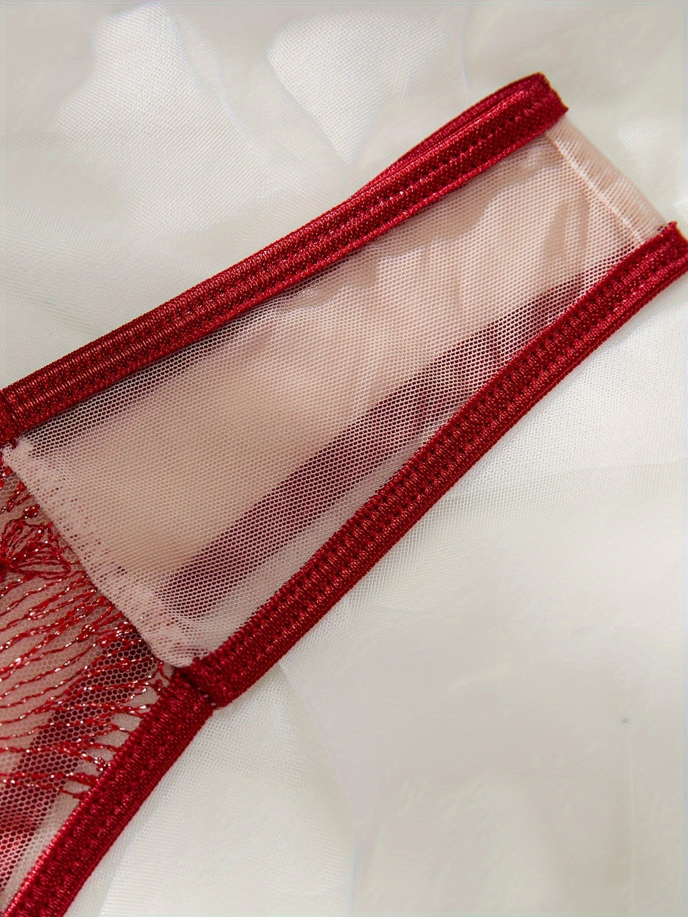 Conjunto de lencería de encaje floral transparente para mujer con sujetador sin relleno y tanga de malla