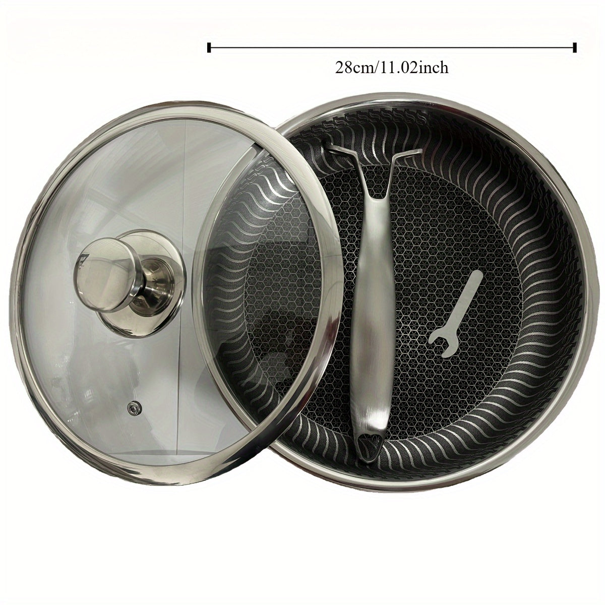 Stainless Steel Frying Pan Non-Stick Coating with Lid for Electric and Gas Stoves