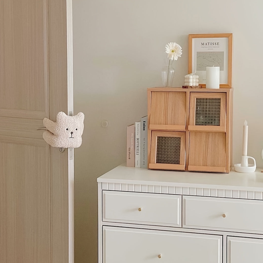 Animal-Shaped Cartoon Door Stopper Silent Windproof Clip Light Brown Ivory