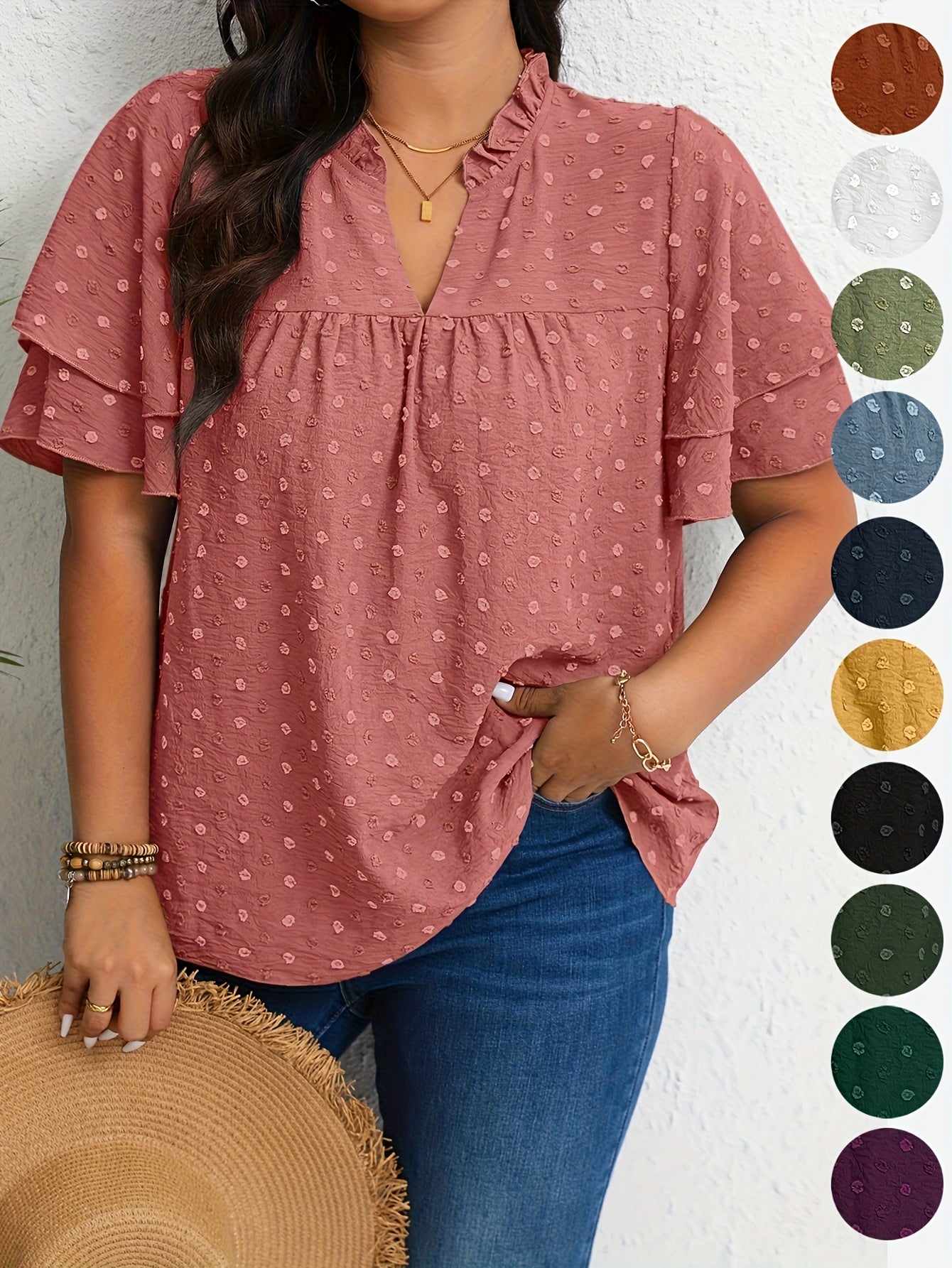 Plus Size Women's Casual Shirt Forest Green Size 1X